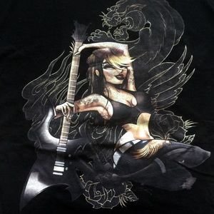 Dragon Girl Guitar Playing Graphic T-shirt